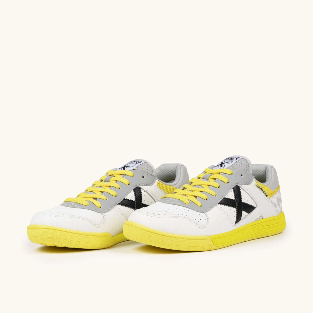 Miniatura 4.0 de Chuteira Futsal Continental V2 Branco/Amarelo Neon Munich