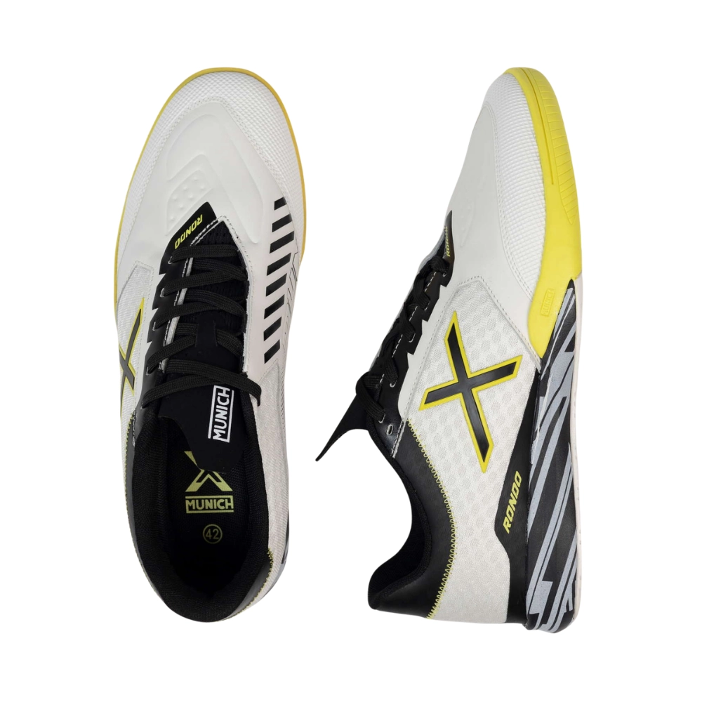 Miniatura 5.0 de Chuteira Futsal Rondo Branco/Amarelo Munich